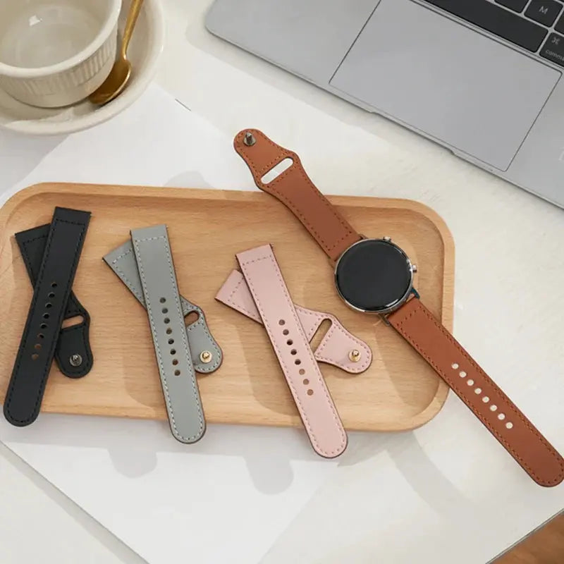 Leather Strap for Samsung Watch 6/4/5 40 44mm 43mm Pro 45mm bracelet 20/22mm Band for Galaxy Watch 4 Classic/Active 2/3 42 46mm - MaJuah