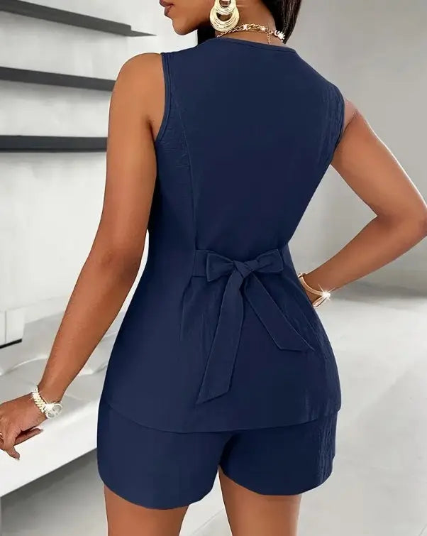 elegant pants set Solid Color SCACTO