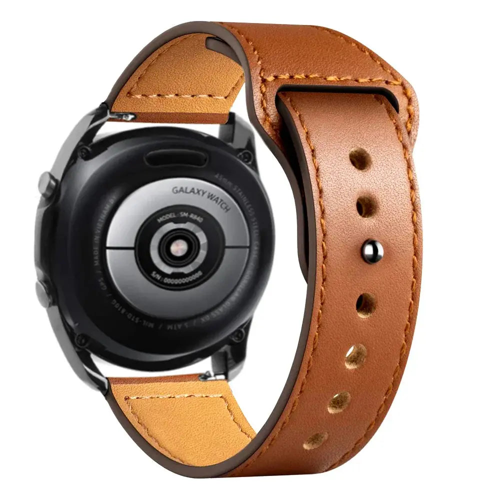 Leather Strap for Samsung Watch 6/4/5 40 44mm 43mm Pro 45mm bracelet 20/22mm Band for Galaxy Watch 4 Classic/Active 2/3 42 46mm - MaJuah