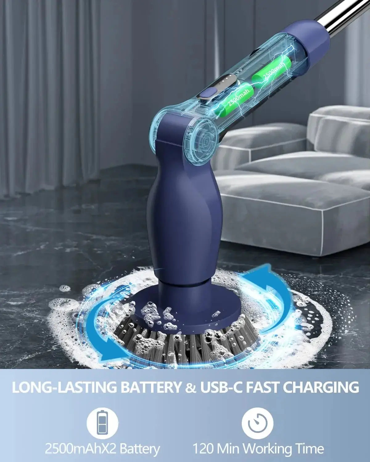 Leebein 2024 Electric Spin Scrubber, Cordless Cleaning Brush with 8 Replaceable Brush Heads, Adjustable Extension Handle, 2 Spee - MaJuah