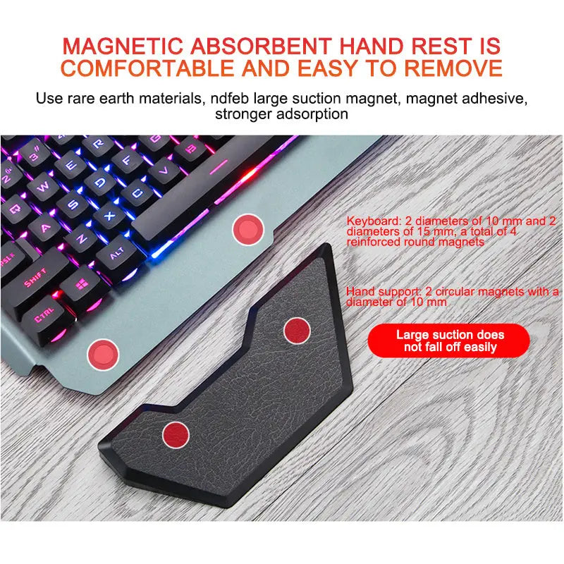 ErgonomicWired Gaming Keyboard with RGB Backlight Phone Holder - MaJuah