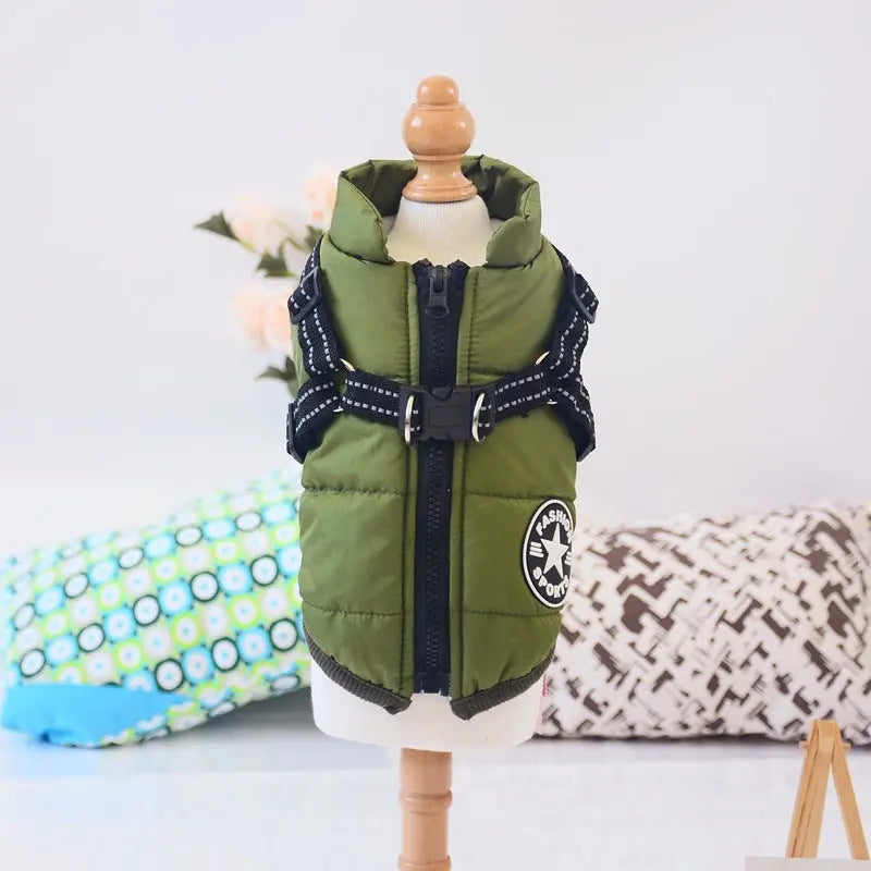 Waterproof Dog Clothes Winter Dog Coat With Harness Warm Pet Clothing Big Dog Jacket Chihuahua Labrador Coat Costume - MaJuah