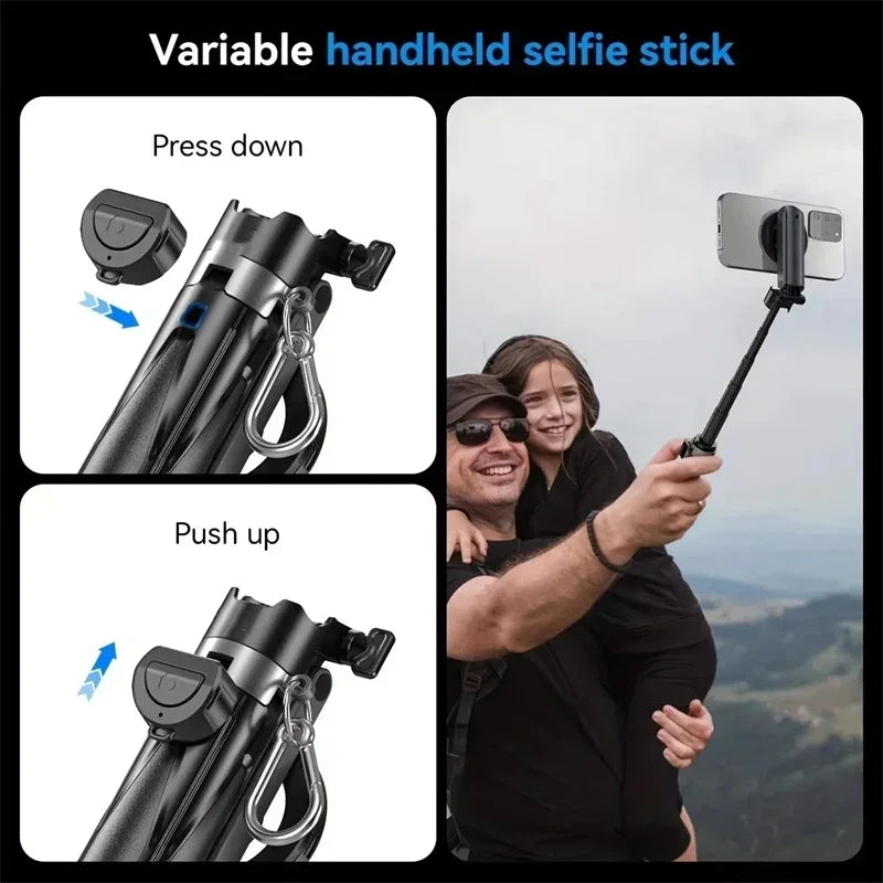 Pocket Mini Bluetooth Magnetic Selfie Stick Telescopic Multifunctional Tripod Stand for IPhone Android Magsafe Travel Monopod MaJuah