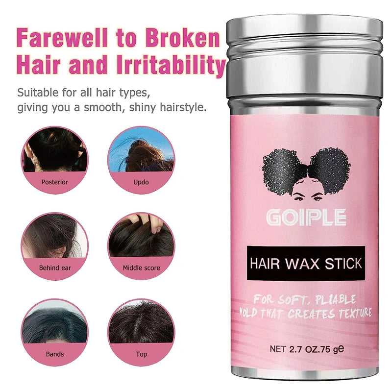 GOIPLE 75g Hair Wax Stick for Wig Long-Lasting Strong 24 Hour Hold Styling Edge Control for Slick Broken Fly Away Elastic Band
