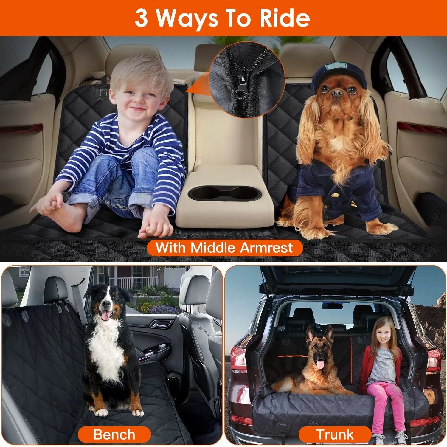 1Pc Dog Car Seat Cover Waterproof Scratchproof Pet Car Rear Protector Mat Pet Back Seat Cover With Dog Seat Belt For Car Truck SUV - MaJuah