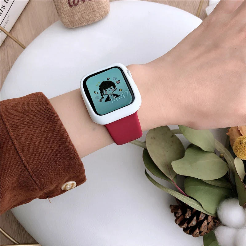 Tempered Glass+ cover For Apple Watch Case series 9 8 7 41mm 45mm 42mm HD PC bumper Screen Protector iWatch 6 5 4 se 44mm 40mm