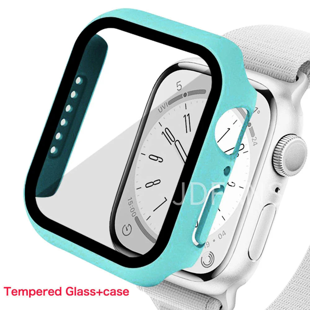 Tempered Glass+ cover For Apple Watch Case series 9 8 7 41mm 45mm 42mm HD PC bumper Screen Protector iWatch 6 5 4 se 44mm 40mm
