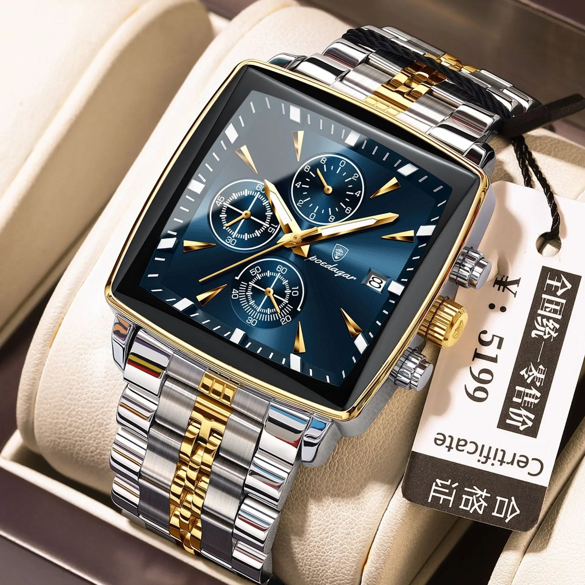 Square Men's Watch Multifunctional Business Quartz - MaJuah
