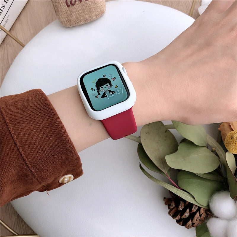 Tempered Glass+ cover For Apple Watch Case series 9 8 7 41mm 45mm 42mm HD PC bumper Screen Protector iWatch 6 5 4 se 44mm 40mm