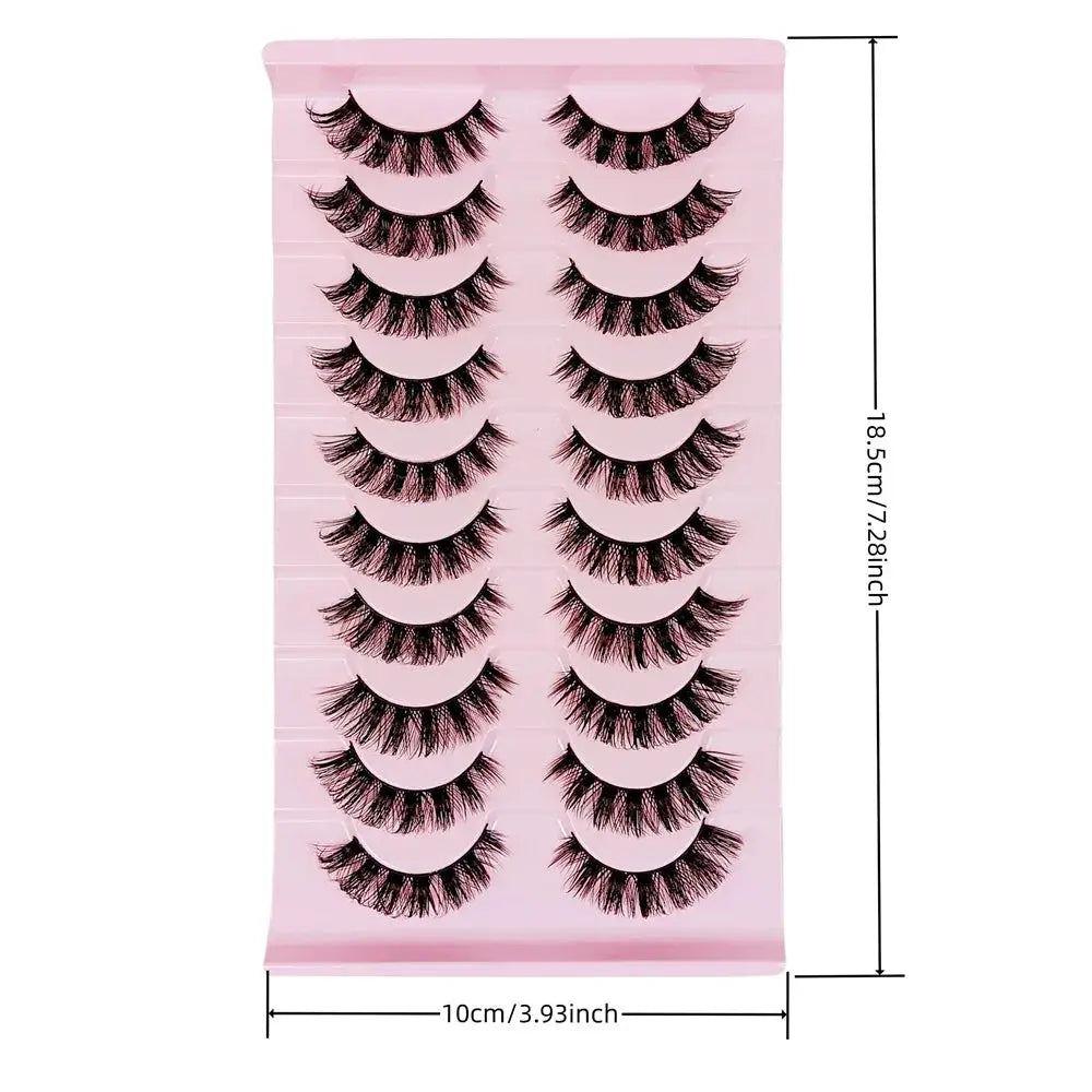 10 Pairs DD Curl Russian Strip Lashes Fluffy Volume False Eyelashes DD Curl Dramatic Messy Faux Mink Fake Lashes Make Up - MaJuah