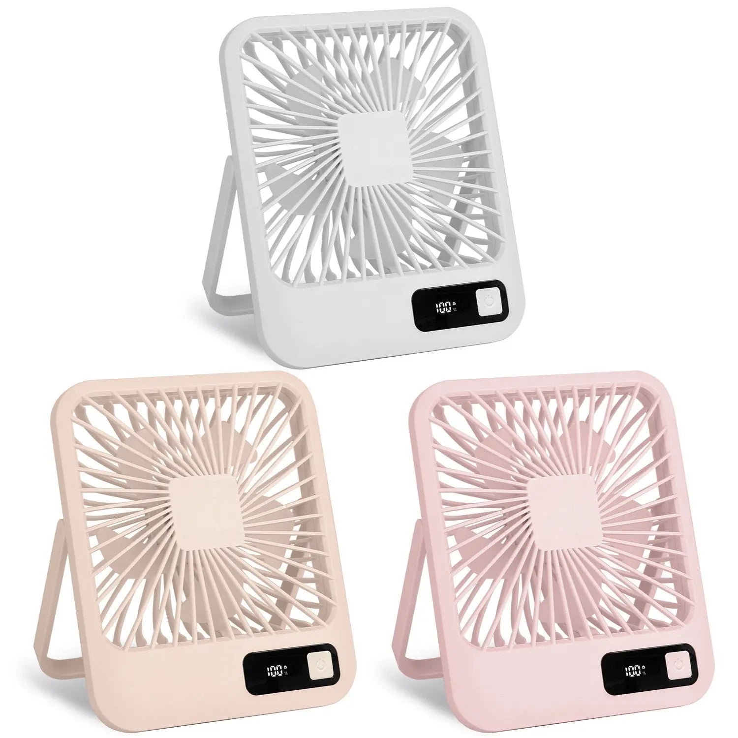3 Colors Options -- 1Pc Mini Desktop Cooling Fan Rechargeable Battery Powered Personal Fan Speed Adjustment Strong Airflow Quiet Travel Fan With LCD Display For Home Office Travel - MaJuah