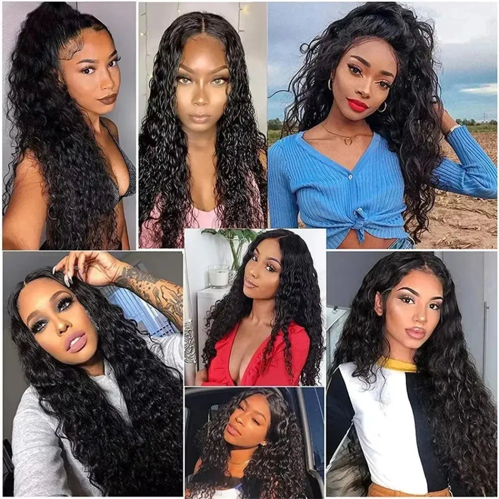 Upgraded V Part Wig Kinky Curly Wig Brazilian 32inch Natural Color Deep Wave Human Remy Hair For Women - MaJuah