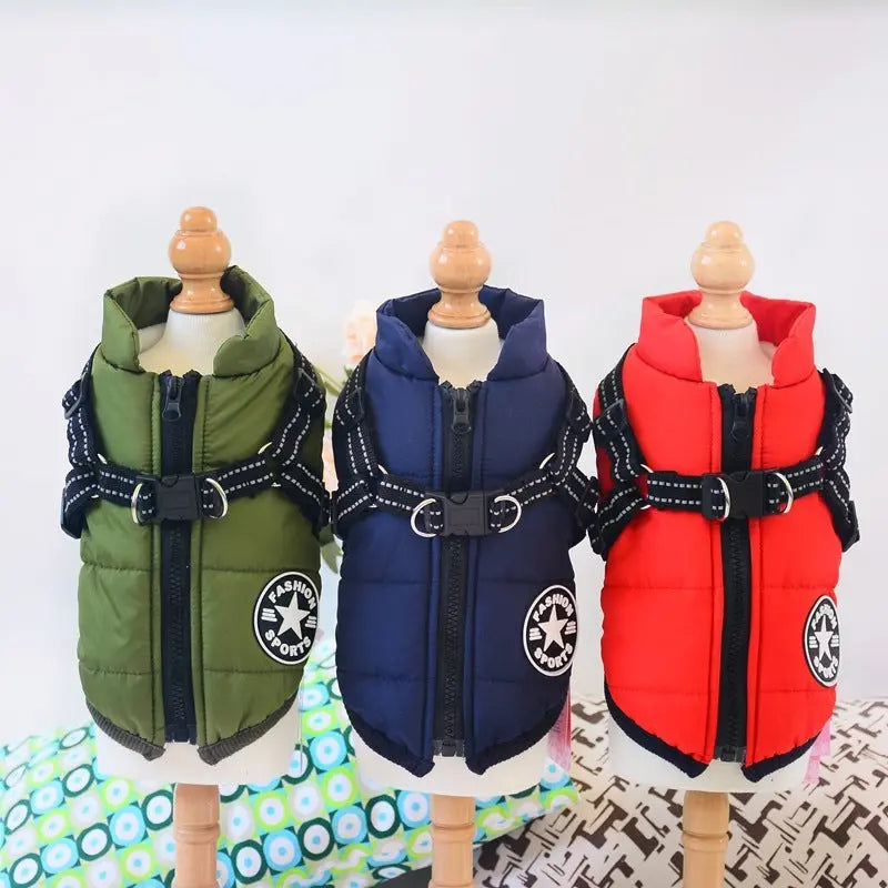Waterproof Dog Clothes Winter Dog Coat With Harness Warm Pet Clothing Big Dog Jacket Chihuahua Labrador Coat Costume - MaJuah