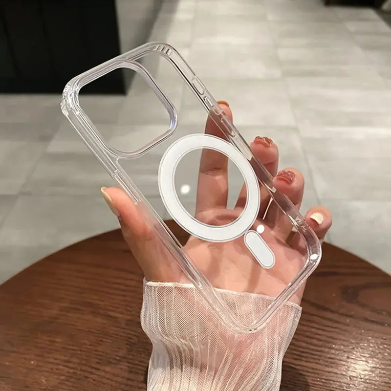 Magesafe Magnetic Transparent Wireless Charging Case for iPhone 11, 12, 13, 14, 15, Pro Max, Plus, Mini, X, 7, 8, and SE - Shockproof PC Cover - MaJuah