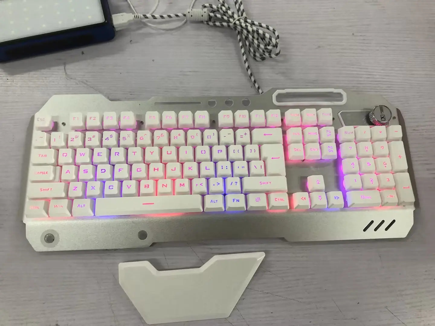 ErgonomicWired Gaming Keyboard with RGB Backlight Phone Holder - MaJuah