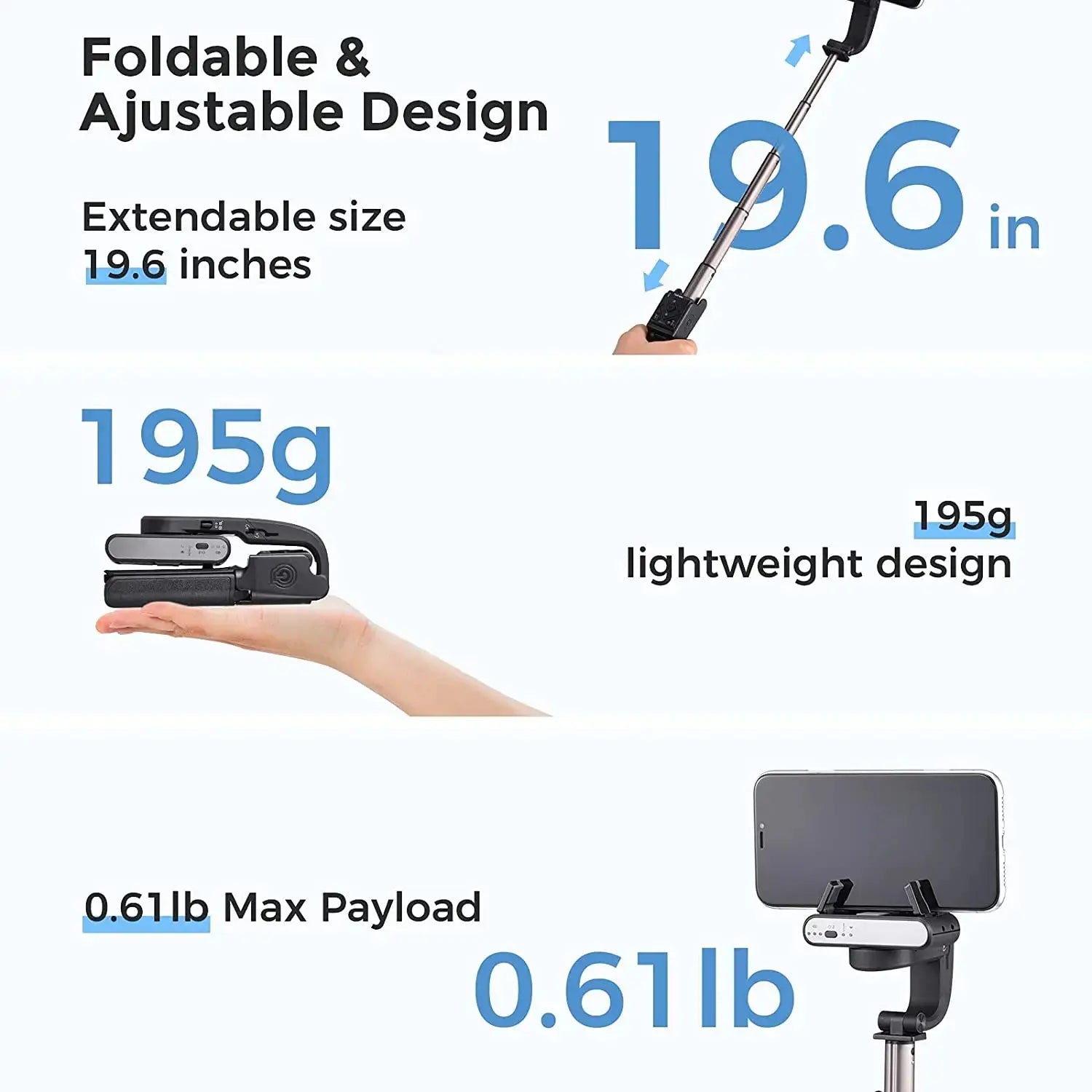 Hohem iSteady Q Handheld Gimbal Stabilizer Phone Selfie Stick Extension Rod Adjustable Tripod with Remote Control for Smartphone - MaJuah