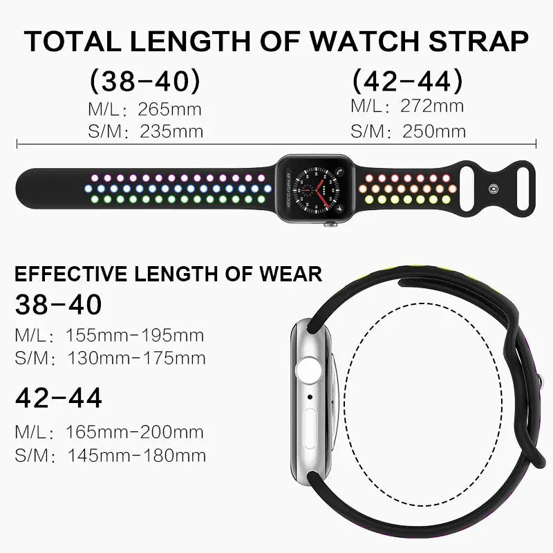 Silicone Strap for Apple Watch Band Ultra 2 49mm 38mm 42mm Sport Bracelet iWatch Series 9 8 7 41mm 45 mm 7 6 SE 5 4 3 44mm 40mm - MaJuah