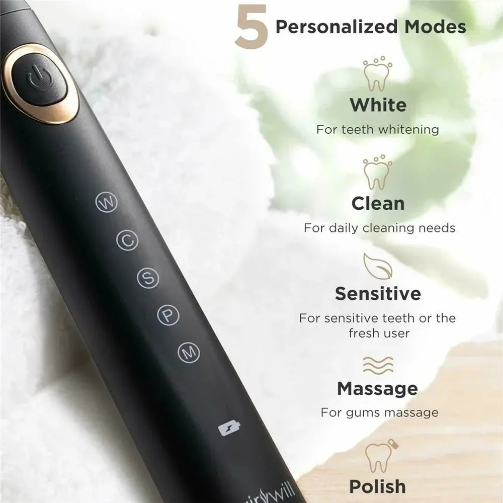 Fairywill Electric Sonic Toothbrush 5 Modes Replacement Heads Waterproof Travel Case Powerful Cleaning Soft Heads Toothbrush Set, Ships From - Russian Federation - MaJuah