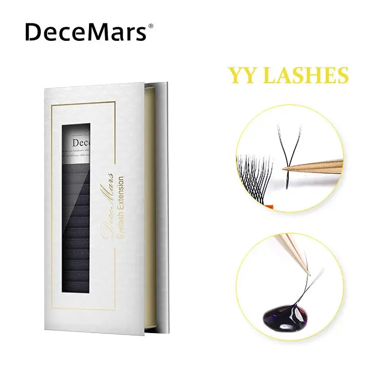 DeceMars YY Shape Black Brown Eyelashes Extensions Two Tip Lashes C/D Curl High Quality Idividual - MaJuah