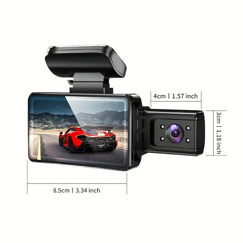Dash Cam 3-inch Screen With 170 Wide Angle 1080P Dual Lens In Front Of And Inside The Car Cycle Recording - MaJuah