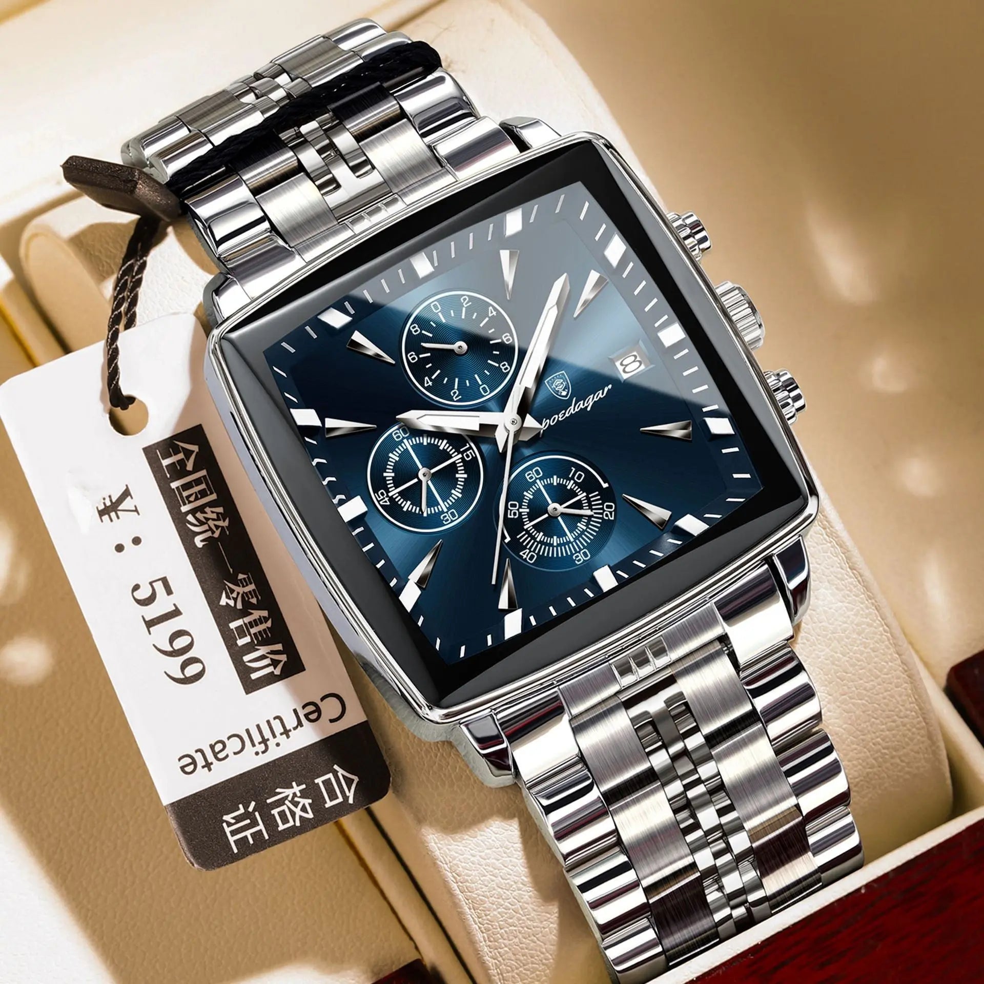 Square Men's Watch Multifunctional Business Quartz - MaJuah