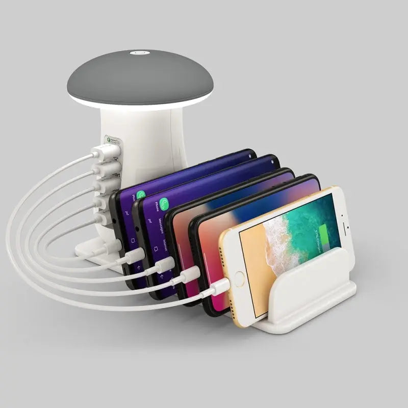 2 In 1 Multifunction Mushroom Lamp LED Lamp Holder USB Charger Home Office Supplies - MaJuah