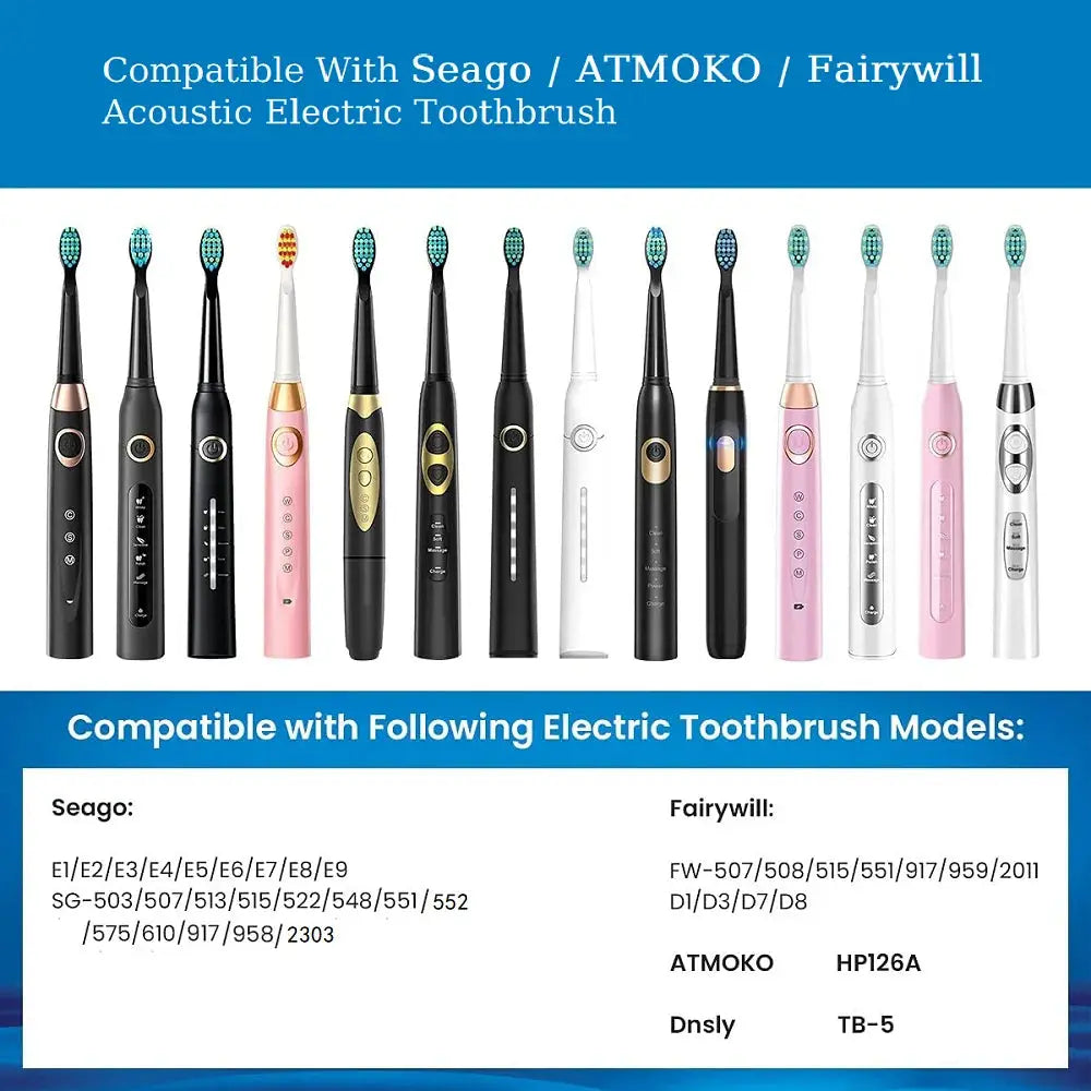 4/8/12/16 Pcs Replacement Brush Heads For Seago For Fairywill Electric Toothbrush Head Dupont Bristle Brush Refill Tooth Clean - MaJuah