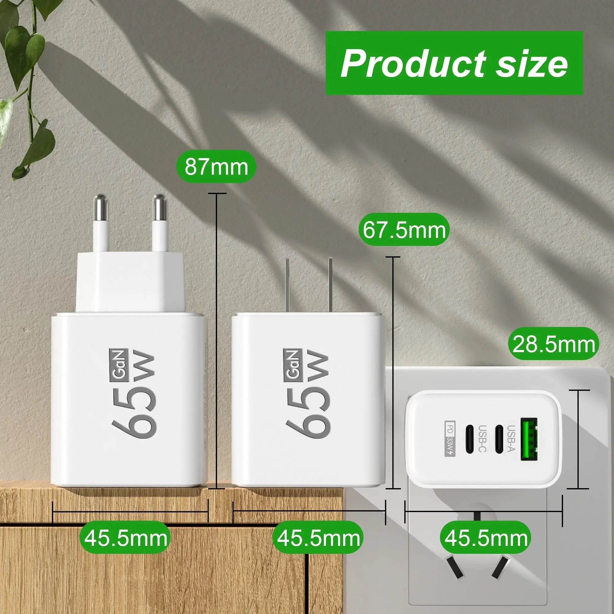 65W GaN USB Fast Charger for iPhone 14, 15 Pro, Xiaomi, Samsung, and more - MaJuah