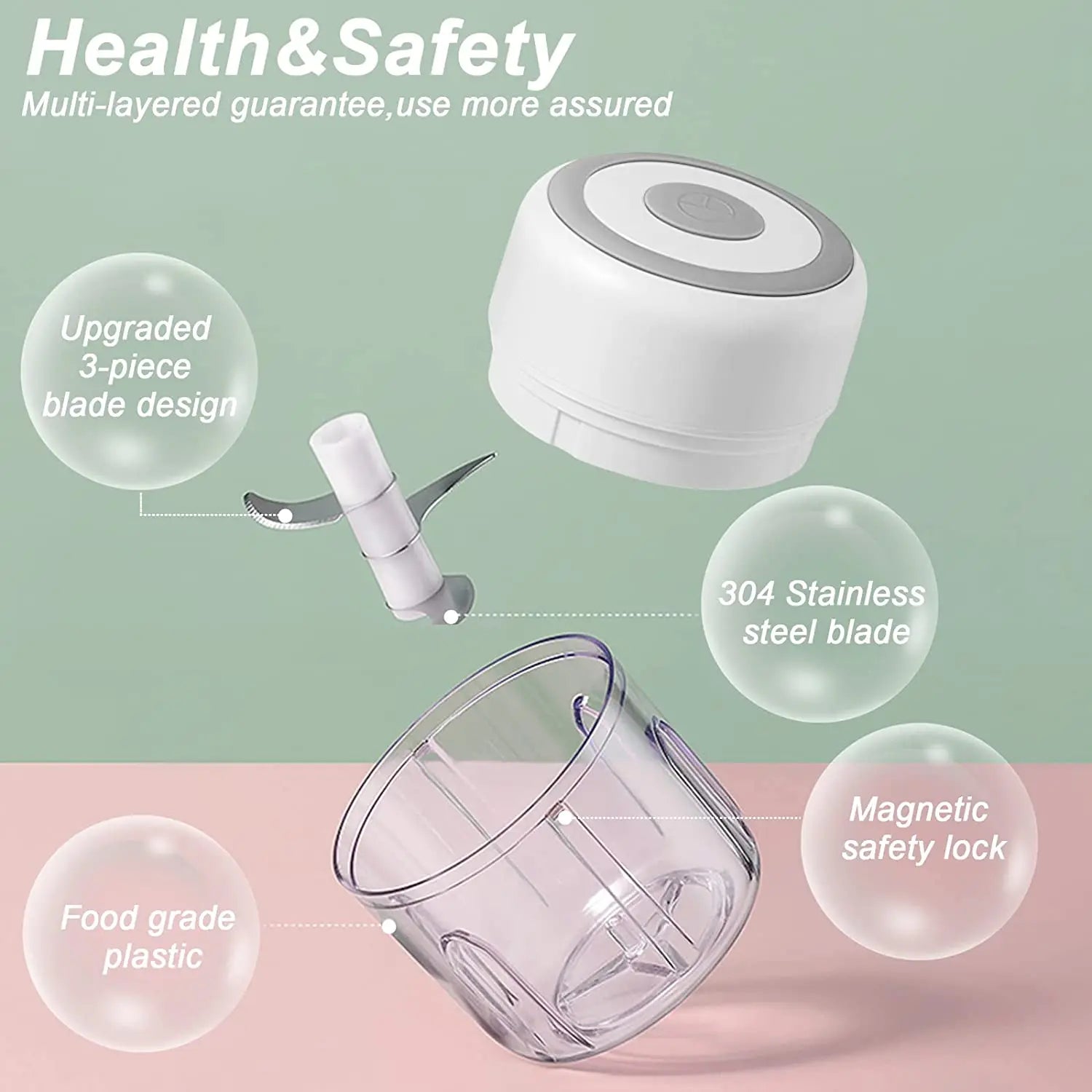 Mini Electric Garlic Chopper Vegetable Chili Meat Ginger Masher Machine Sturdy Durable USB Charging Blenders Kitchen, Ships From - CHINA
