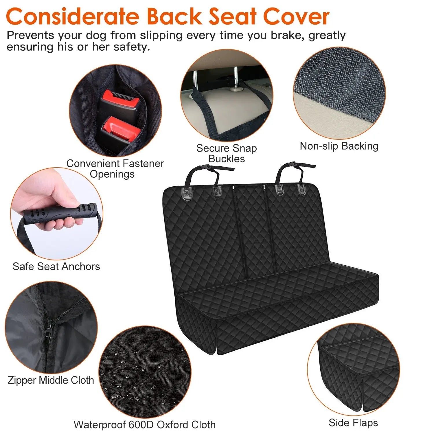 1Pc Dog Car Seat Cover Waterproof Scratchproof Pet Car Rear Protector Mat Pet Back Seat Cover With Dog Seat Belt For Car Truck SUV - MaJuah