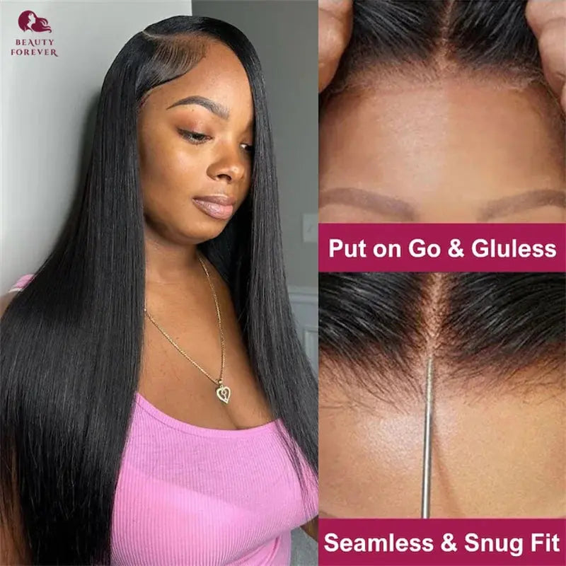 Beautyforever 13x4 Raw Straight Human Hair Lace Frontal Wig Glueless Brazilian Virgin Human Hair Wig PreEverything Ready to Wear, Ships From - United States - MaJuah