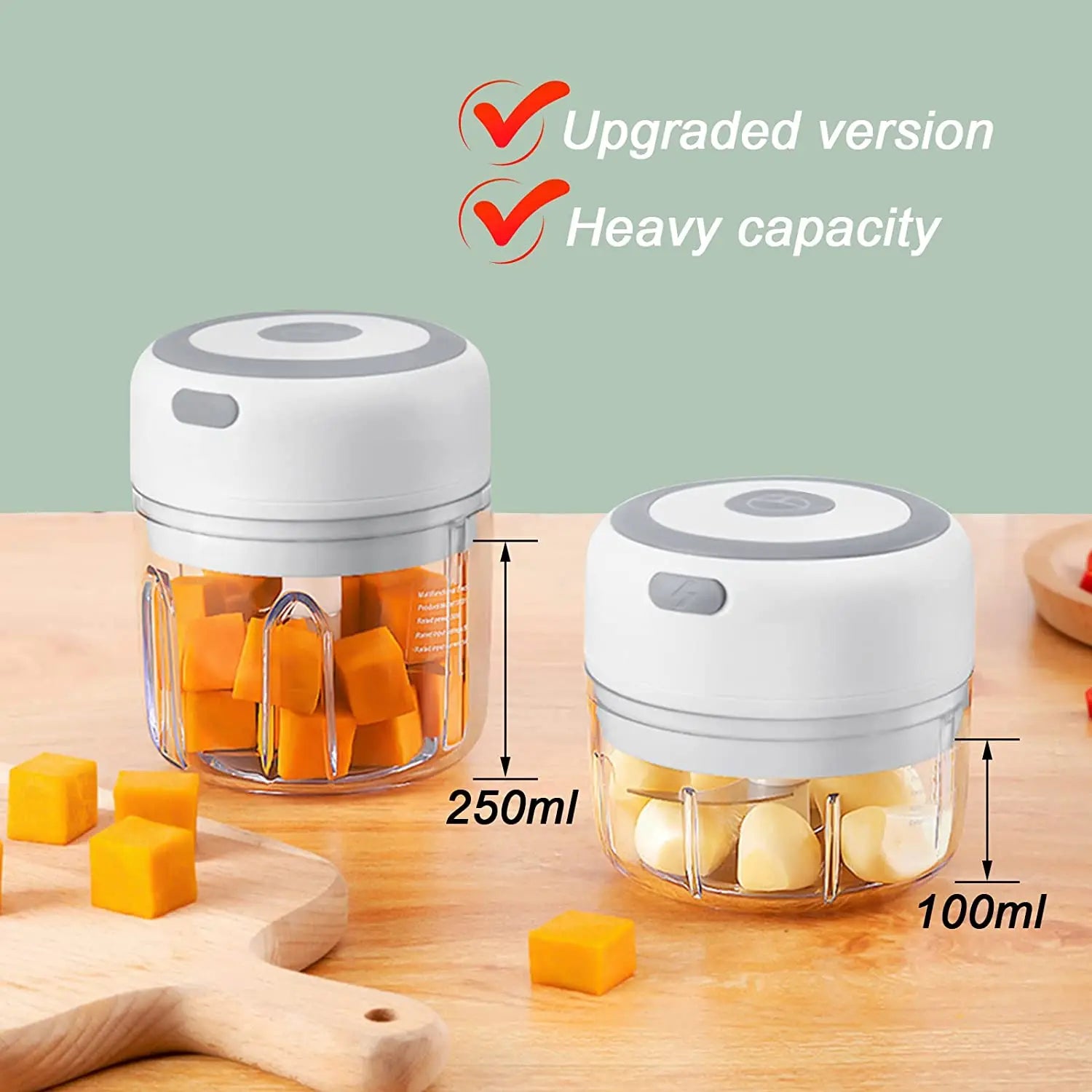 Mini Electric Garlic Chopper Vegetable Chili Meat Ginger Masher Machine Sturdy Durable USB Charging Blenders Kitchen, Ships From - CHINA