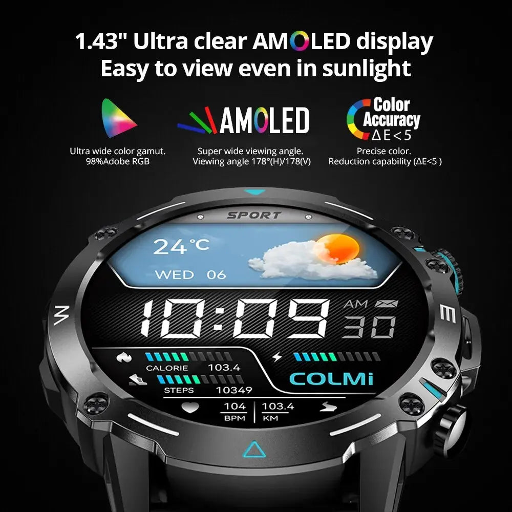 COLMI M42 Smartwatch 1.43'' AMOLED Display 100 Sports Modes Voice Calling Smart Watch Men Women Military Grade Toughness Watch - MaJuah