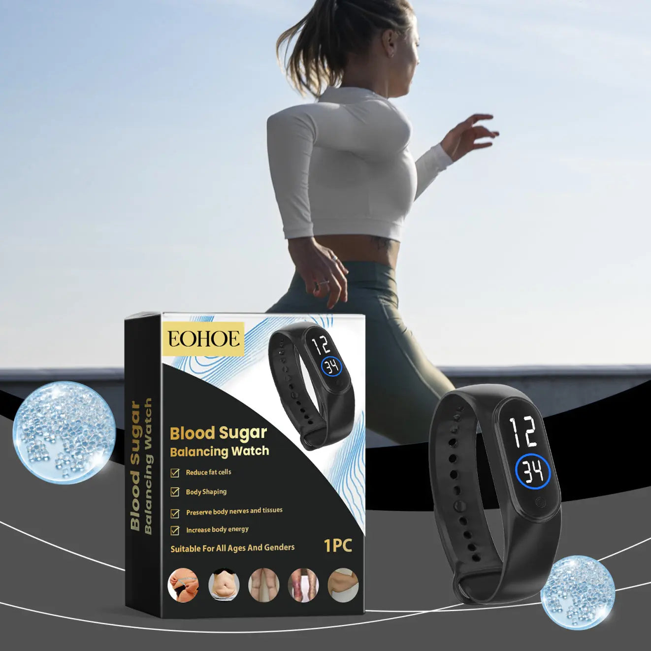 EOHOE Sports Watch Outdoor Running, Daily Portable, Lightweight, Increase Energy Management, Body Sports Watch - MaJuah