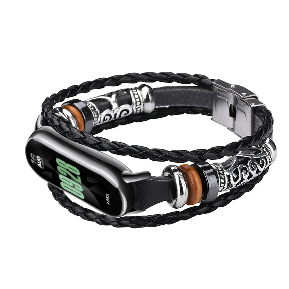 Fashion Retro leather WatchBand Strap For Xiaomi Mi Band 8 Miband8 NFC Smart Wristbands Watchstrap Bracelet DIY Handmade Vintage - MaJuah