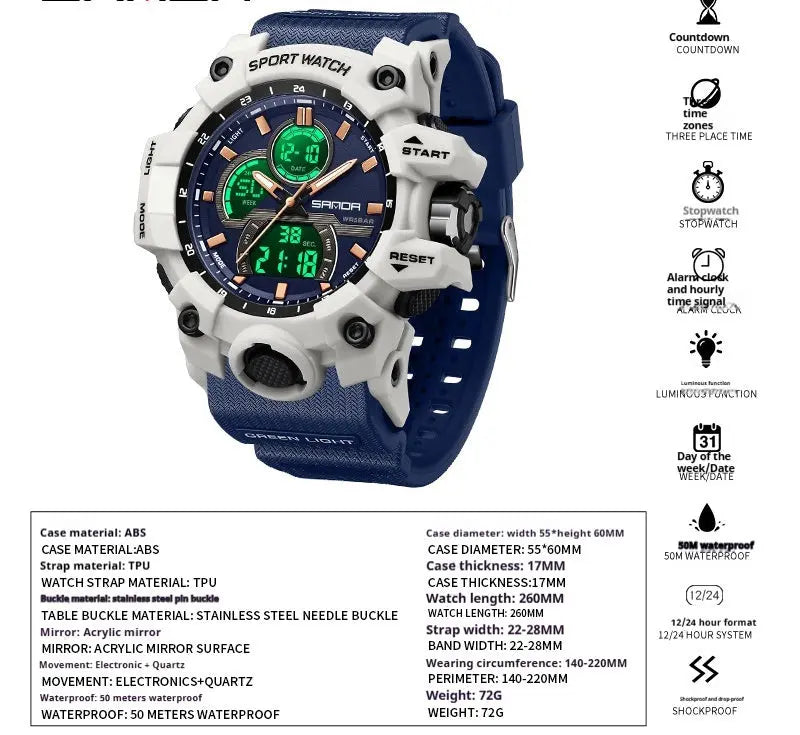 Dried Shrimp Cool Personality Student Fashion Sports Waterproof Electronic Watch - MaJuah