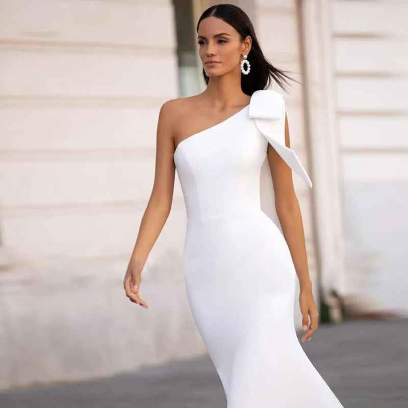 Fishtail Wedding Dress Slimming Long One-shoulder Gown CozyPet Store