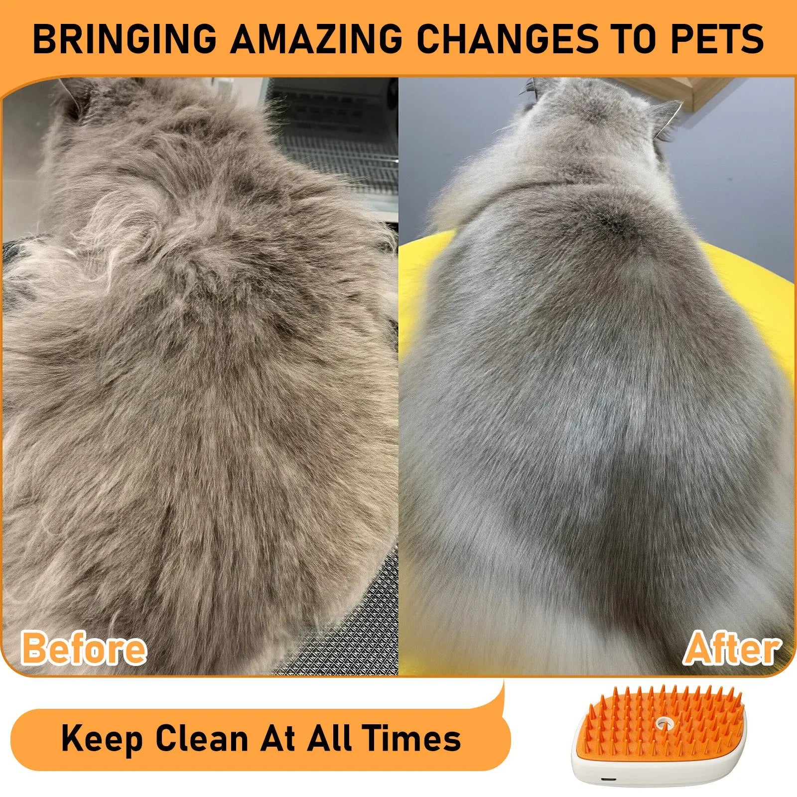 4 In 1 Cat Steam Brush, Anti Static Shedding Spray Comb, Hair Removal, Mist Indoor Steamy Grooming Brush For Dog, Water Spritz Defur Cepillo, Spa Steamer Cloud Para Gatos - MaJuah