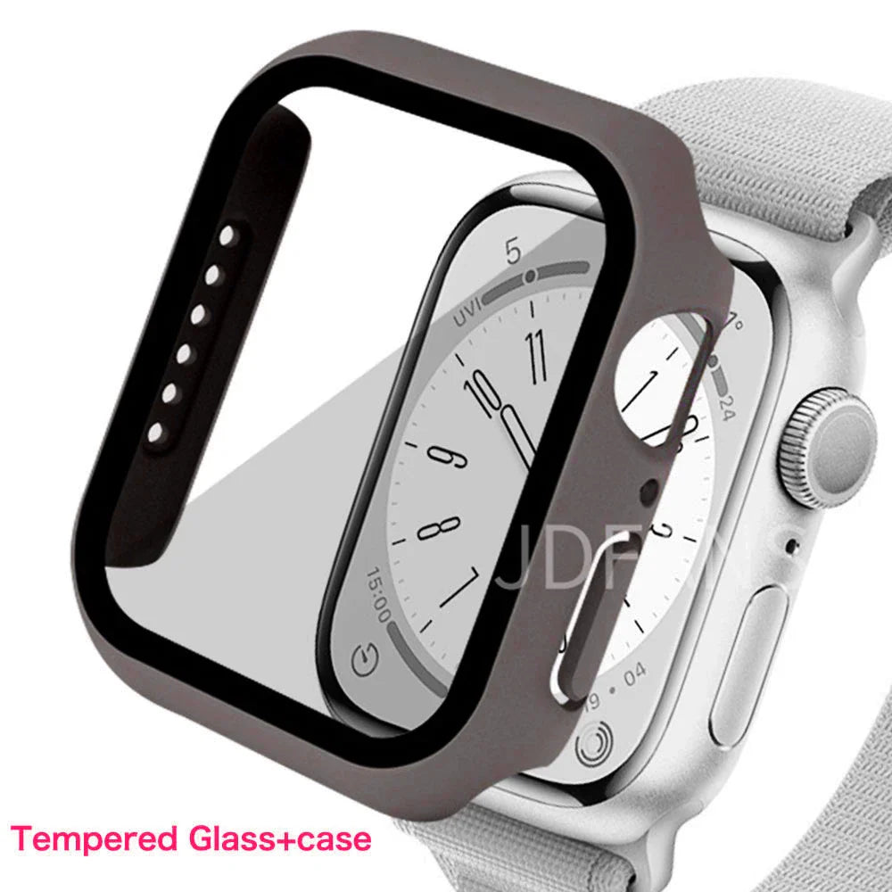 Tempered Glass+ cover For Apple Watch Case series 9 8 7 41mm 45mm 42mm HD PC bumper Screen Protector iWatch 6 5 4 se 44mm 40mm