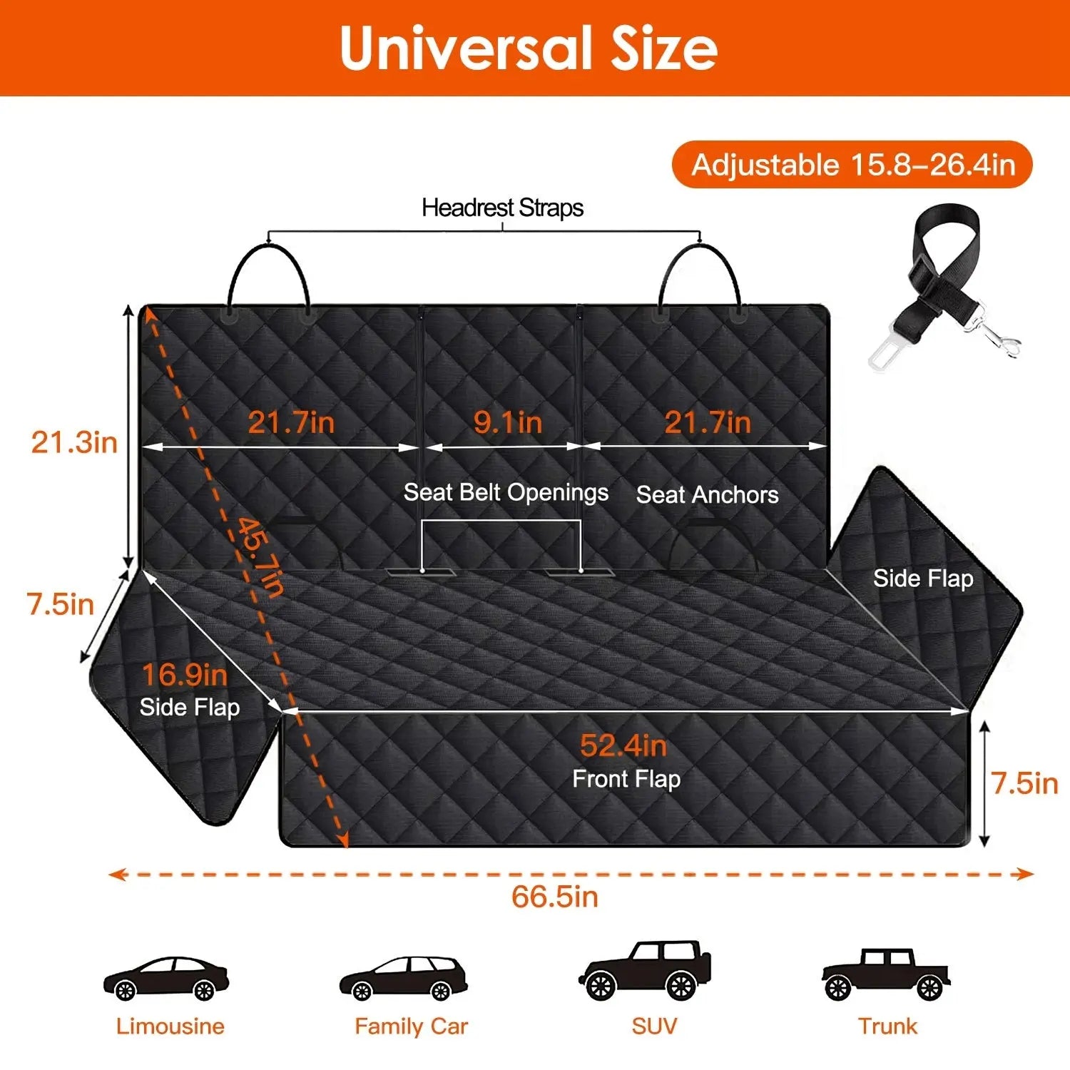 1Pc Dog Car Seat Cover Waterproof Scratchproof Pet Car Rear Protector Mat Pet Back Seat Cover With Dog Seat Belt For Car Truck SUV - MaJuah
