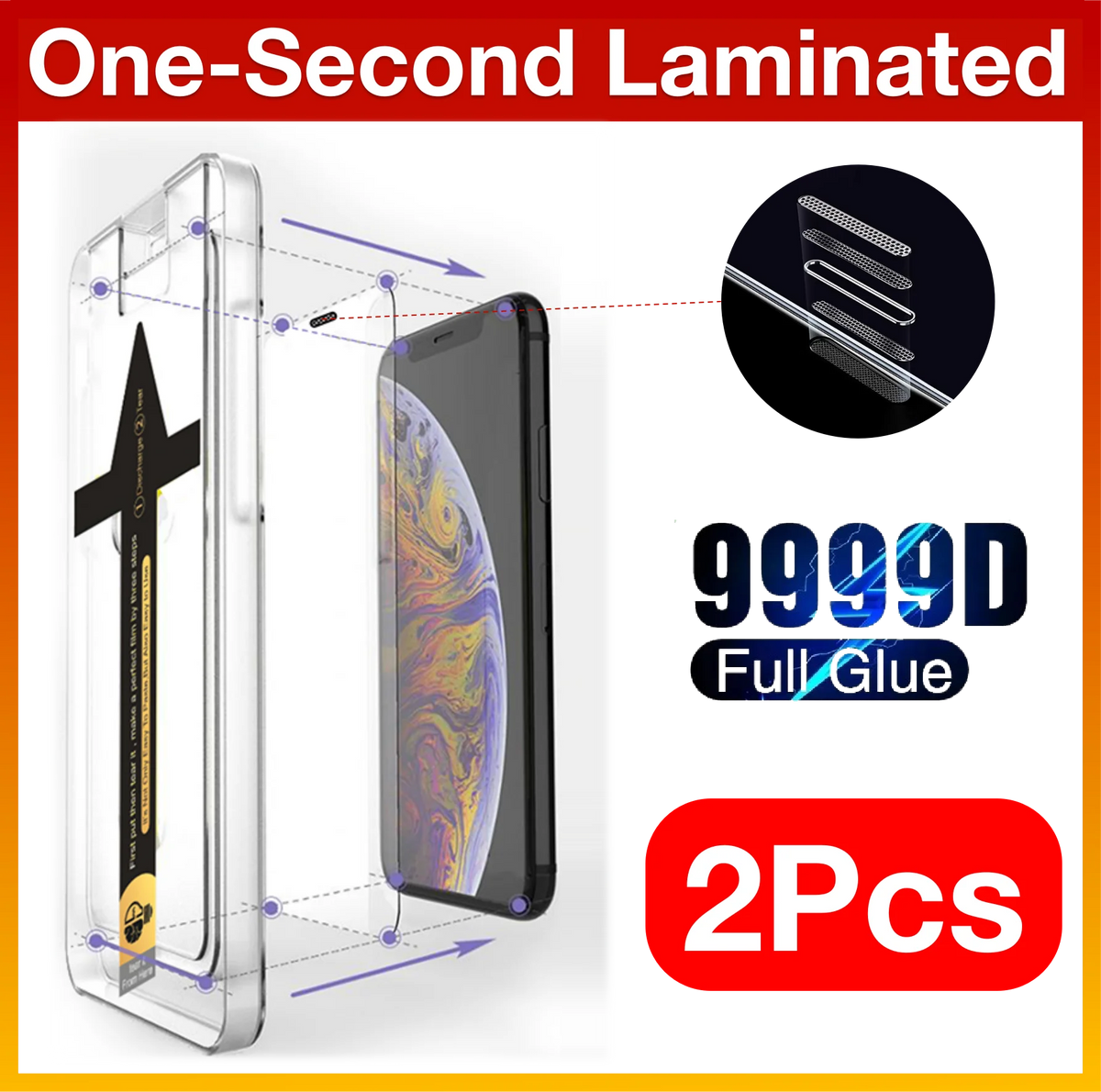[2PCS] for iPhone14 13 12 11 X XS XR Pro Max Explosion-proof Screen Protector Protective Glass with Install magicjohn