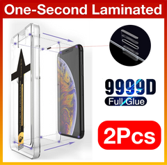 [2PCS] for iPhone14 13 12 11 X XS XR Pro Max Explosion-proof Screen Protector Protective Glass with Install magicjohn