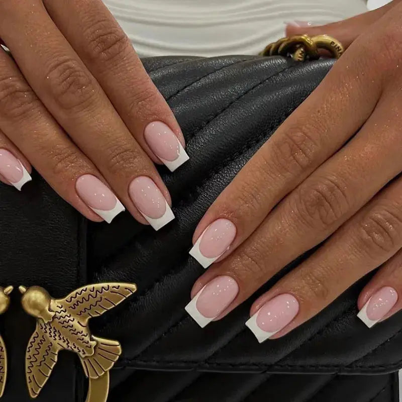 24Pcs Gradient Acrylic Fake Nails Art Long Ballet Wearing Nails Fake Press on Nail Tips Full Cover Removable French False Nails - MaJuah