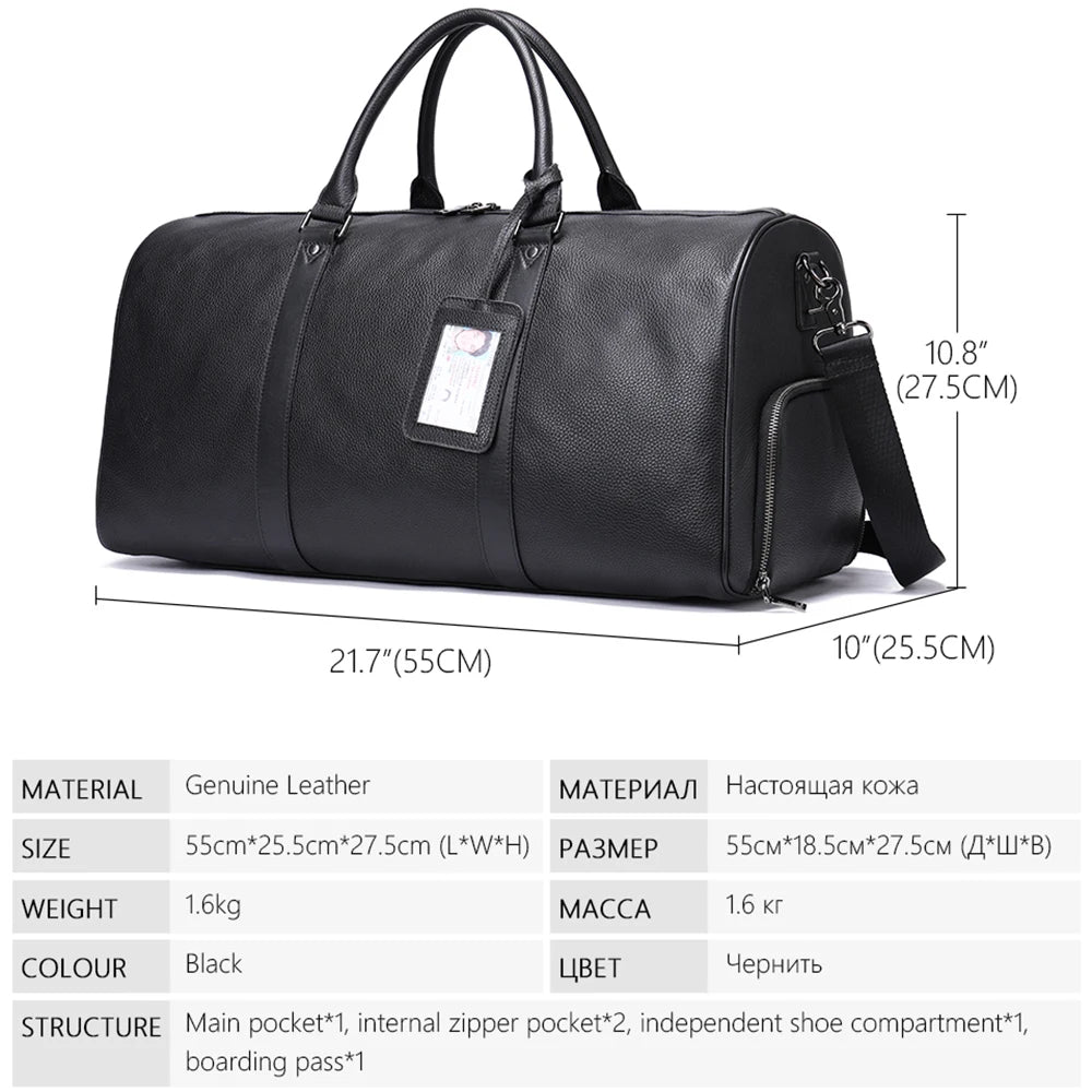 WESTAL 100% Genuine Leather Travel Bag