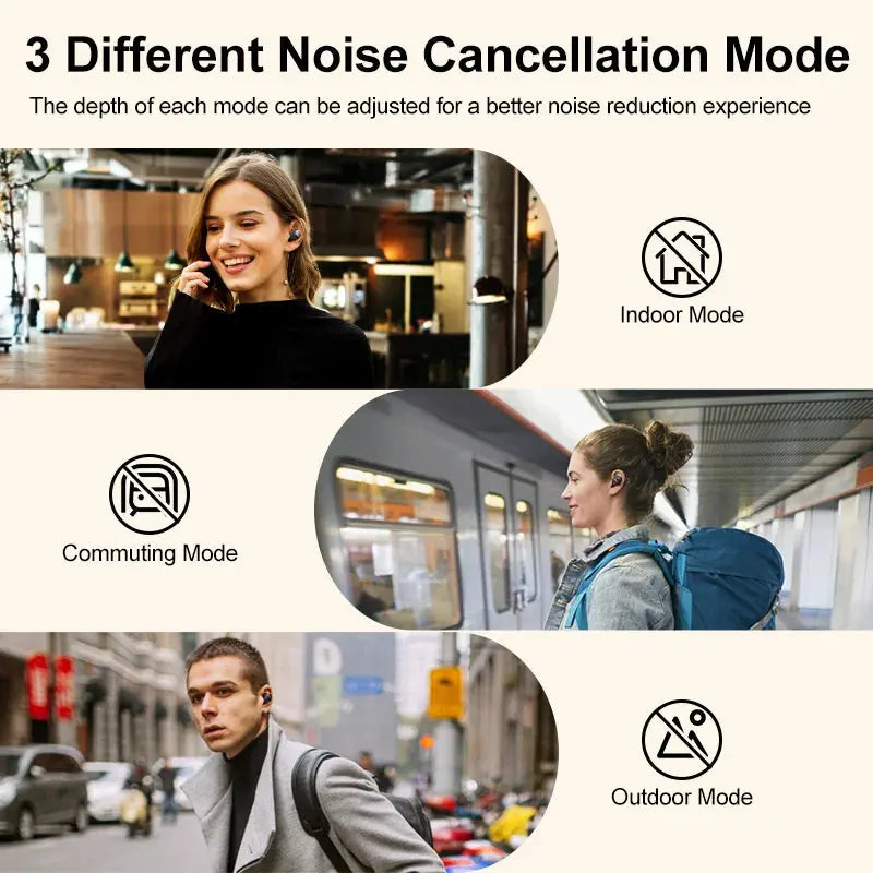 QCY HT07 ANC Wireless Earphones 40dB Noise Cancelling TWS Earbuds 6 Mic AI HD Call Bluetooth 5.2 HiFi Headphone 32H Playback - MaJuah