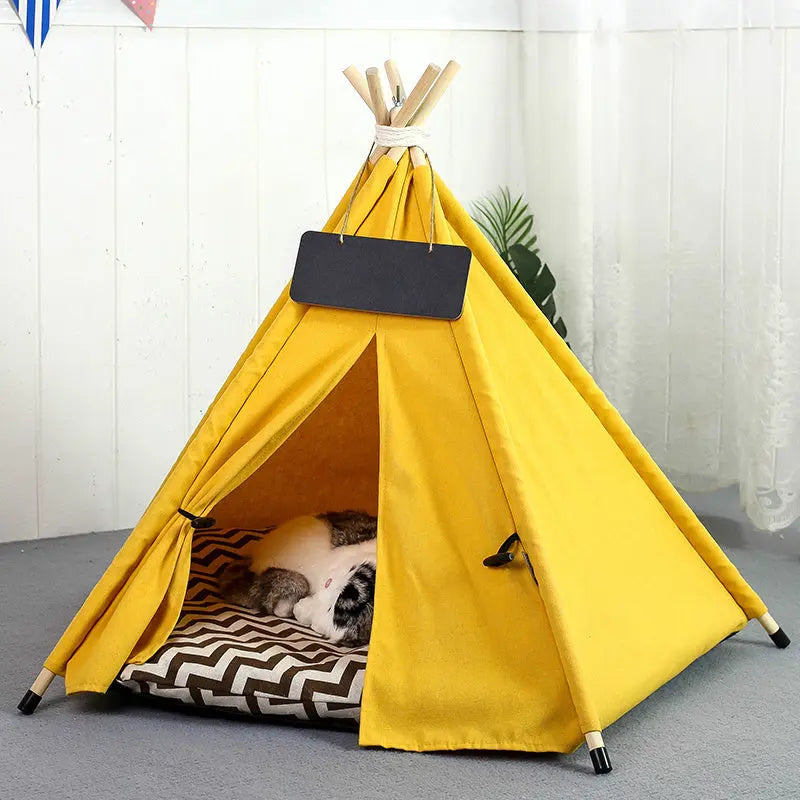 Pet Teepee Tent Dog Cat Bed Portable RWashable Dog Houses Indoor Puppy Beds With Cushion For Small Dogs Cats Rabbits - MaJuah