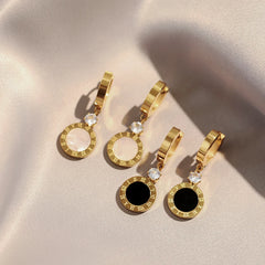 Roman Digital Round Pendant Earrings Korean Fashion Jewelry For Women's 2024
