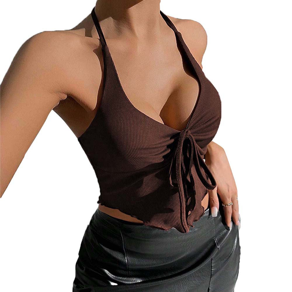 European And American Sexy Style Halter Top Autumn And Winter New Backless Short Top For Women CozyPet Store