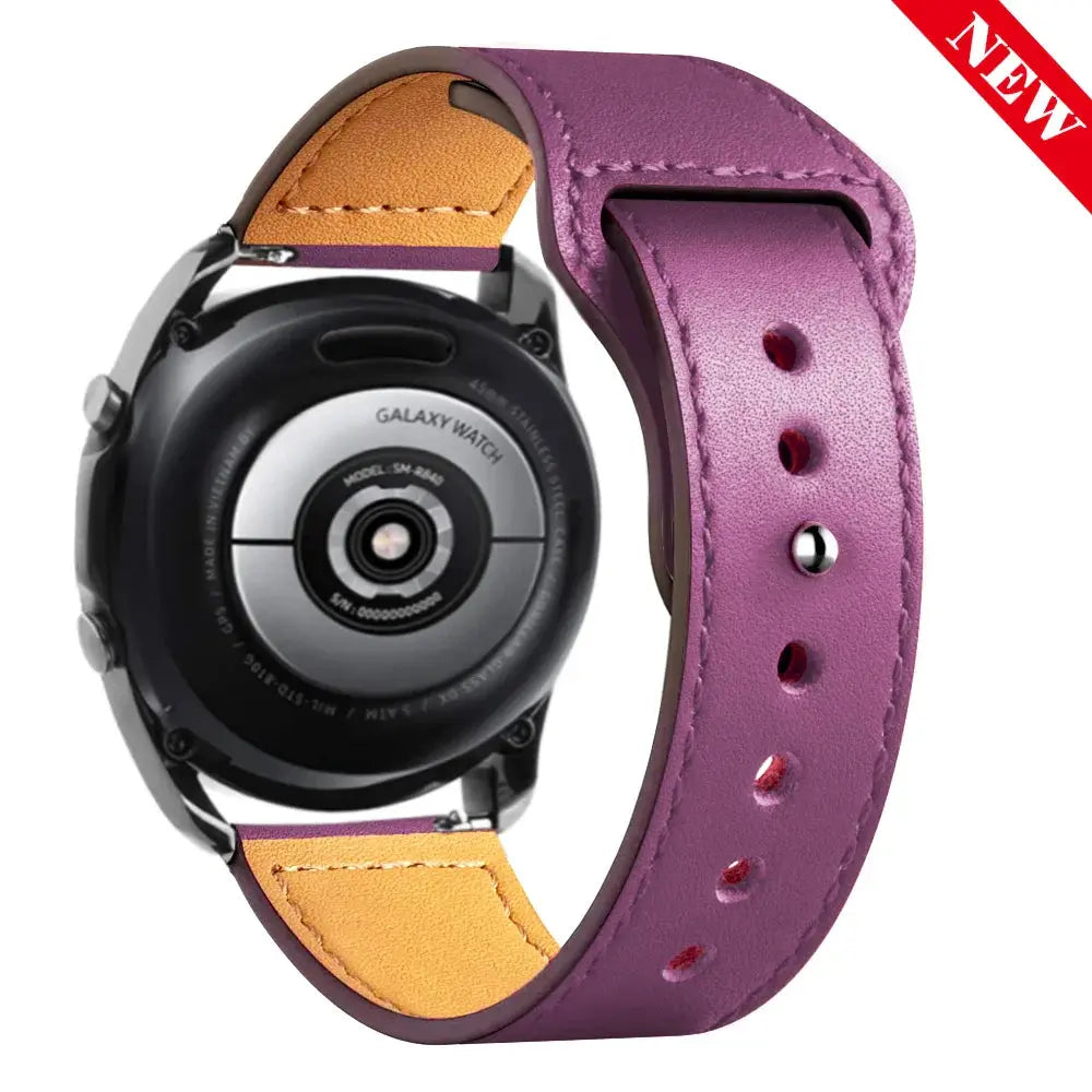 Leather Strap for Samsung Watch 6/4/5 40 44mm 43mm Pro 45mm bracelet 20/22mm Band for Galaxy Watch 4 Classic/Active 2/3 42 46mm - MaJuah