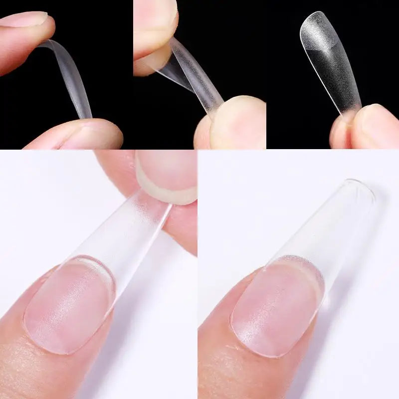 Press on Nails Coffin Soft Gel Tips Full Cover Fake Acrylic UV Gel Nails Extension System Oval Almond Sculpted False Nail Tips